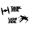 Pegatina vinilo Dark side/light side naves 4x10cm