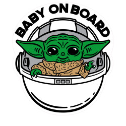 Pegatina para coche impresión Baby Yoda on Board 12x14cm