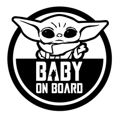 Pegatina para coche vinilo Baby Yoda on board 14x14cm