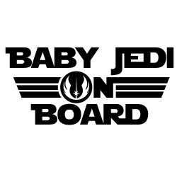 Pegatina para coche vinilo baby Jedi on board 19x9cm