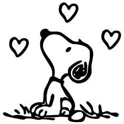 Pegatina vinilo Snoopy corazones 15x15cm