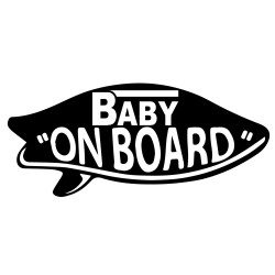 Pegatina vinilo Bebe a bordo tabla de surf 15x6cm