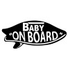Pegatina vinilo Bebe a bordo tabla de surf 15x6cm