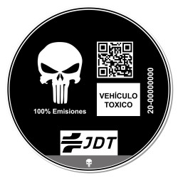 Pegatina impresión distintivo ambiental vehículo tóxico 9x9cm