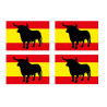 Pegatina vinilo Bandera España con toro 4 unidades 5x3cm