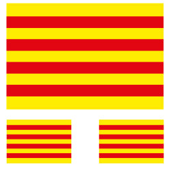 Pegatina vinilo Bandera Cataluña 1ud 9x6cm/ 2ud 4x2cm