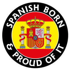 Pegatina impresión Spanish Born & proud of it 7x7cm