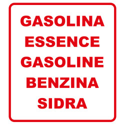 Pegatina vinilo gasolina diferentes idiomas 13x15cm