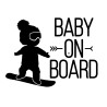 pegatina vinilo bebe a bordo snowboard 17x12cm