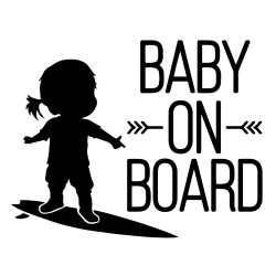pegatina vinilo bebe a bordo surf 17x13cm